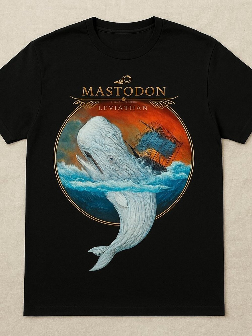 Mastodon Leviathan Graphic T-Shirt | Metal Band Tee | Whale & Ocean Artwork
